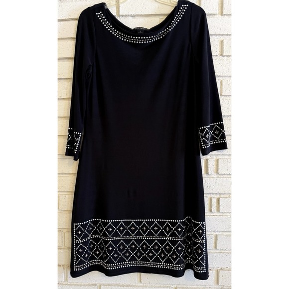 White House Black Market Dresses & Skirts - White House Black Market Black Dress Silver & Gold Beaded Size Medium